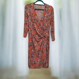 Vibrant Paisley Wrap Dress Size 14 Stretchy Material
